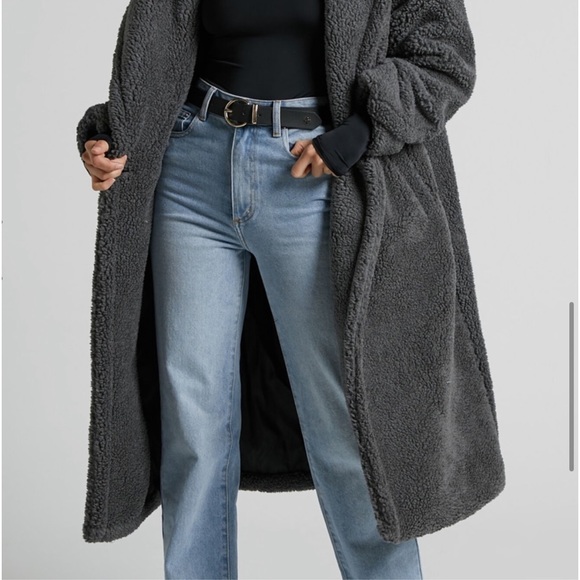 #18 Grey Gray Oversized Sherpa Plush Teddy Faux Fur Coat - Picture 12 of 12